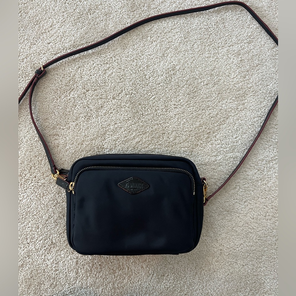 MZ WALLACE Small Gramercy Crossbody Nylon Pouch Bag w/ red trim - Black